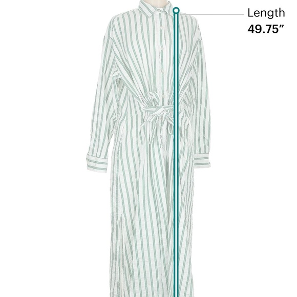 COPY - Striped Long Sleeved Green and White Tie Maxi Dress - Picture 6 of 10